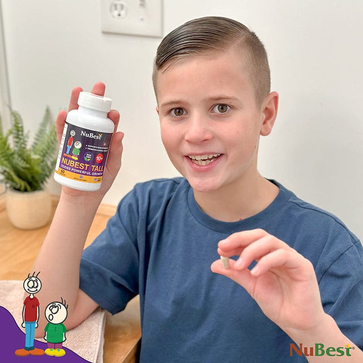 NuBest Tall 10+, Daily Growth Support for Kids (10+) and Teens, Milk Enhanced Formula, 60 Caps - 2 Pack