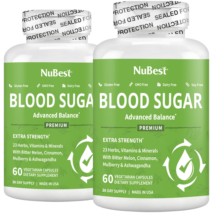 Blood Sugar Supplement, Advanced Formula For Energy Balance, Immunity & Overall Health, 60 Vegan Capsules - NuBest Nutrition®