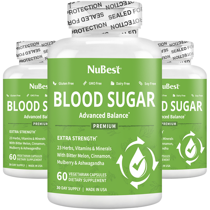 Blood Sugar Supplement, Advanced Formula For Energy Balance, Immunity & Overall Health, 60 Vegan Capsules - NuBest Nutrition®