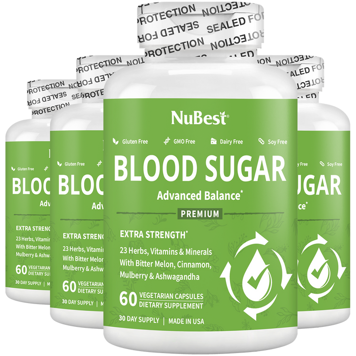 Blood Sugar Supplement, Advanced Formula For Energy Balance, Immunity & Overall Health, 60 Vegan Capsules - NuBest Nutrition®