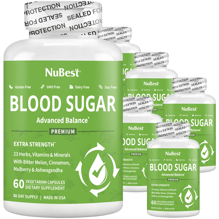 Blood Sugar Supplement, Advanced Formula For Energy Balance, Immunity & Overall Health, 60 Vegan Capsules - NuBest Nutrition®