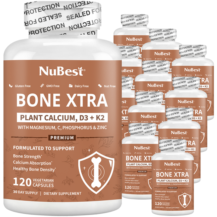 Bone Xtra - Plant-based Formula to Support Healthy Bones For Adults, 120 Vegan Capsules - NuBest Nutrition®