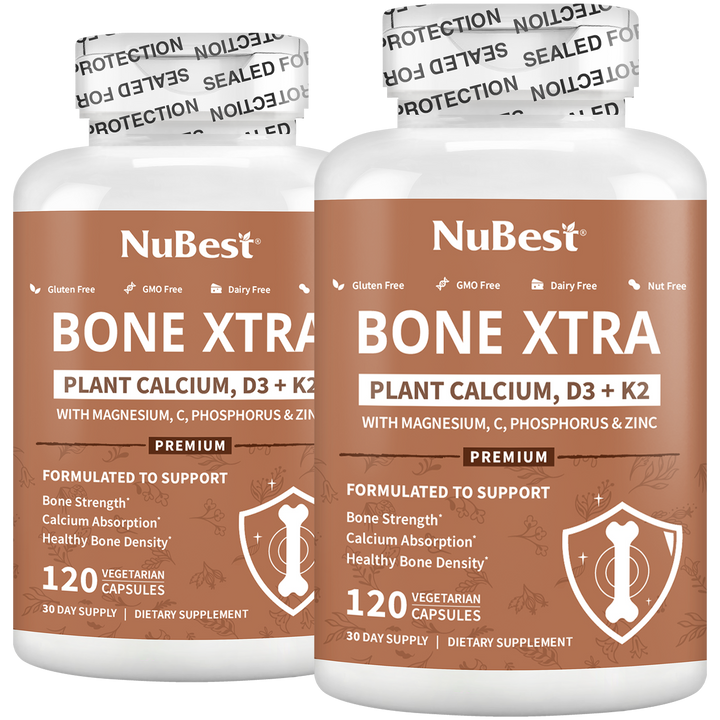 Bone Xtra - Plant-based Formula to Support Healthy Bones For Adults, 120 Vegan Capsules - NuBest Nutrition®