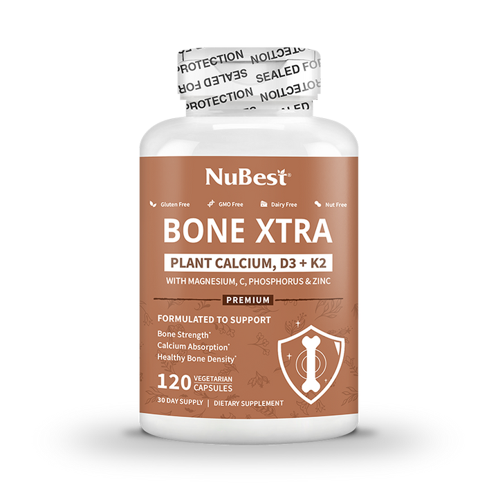 Bone Xtra - Plant-based Formula to Support Healthy Bones For Adults, 120 Vegan Capsules - NuBest Nutrition®