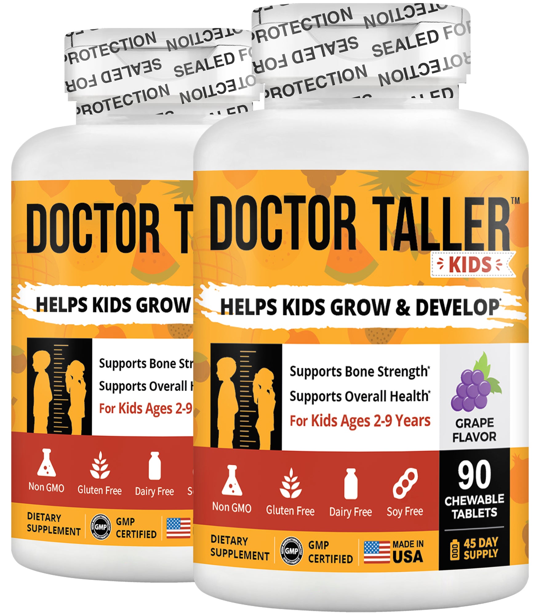 Doctor Taller Kids, Multivitamins for Ages 2-9, Grape Flavor, 90 Vegan Chewable Tablets