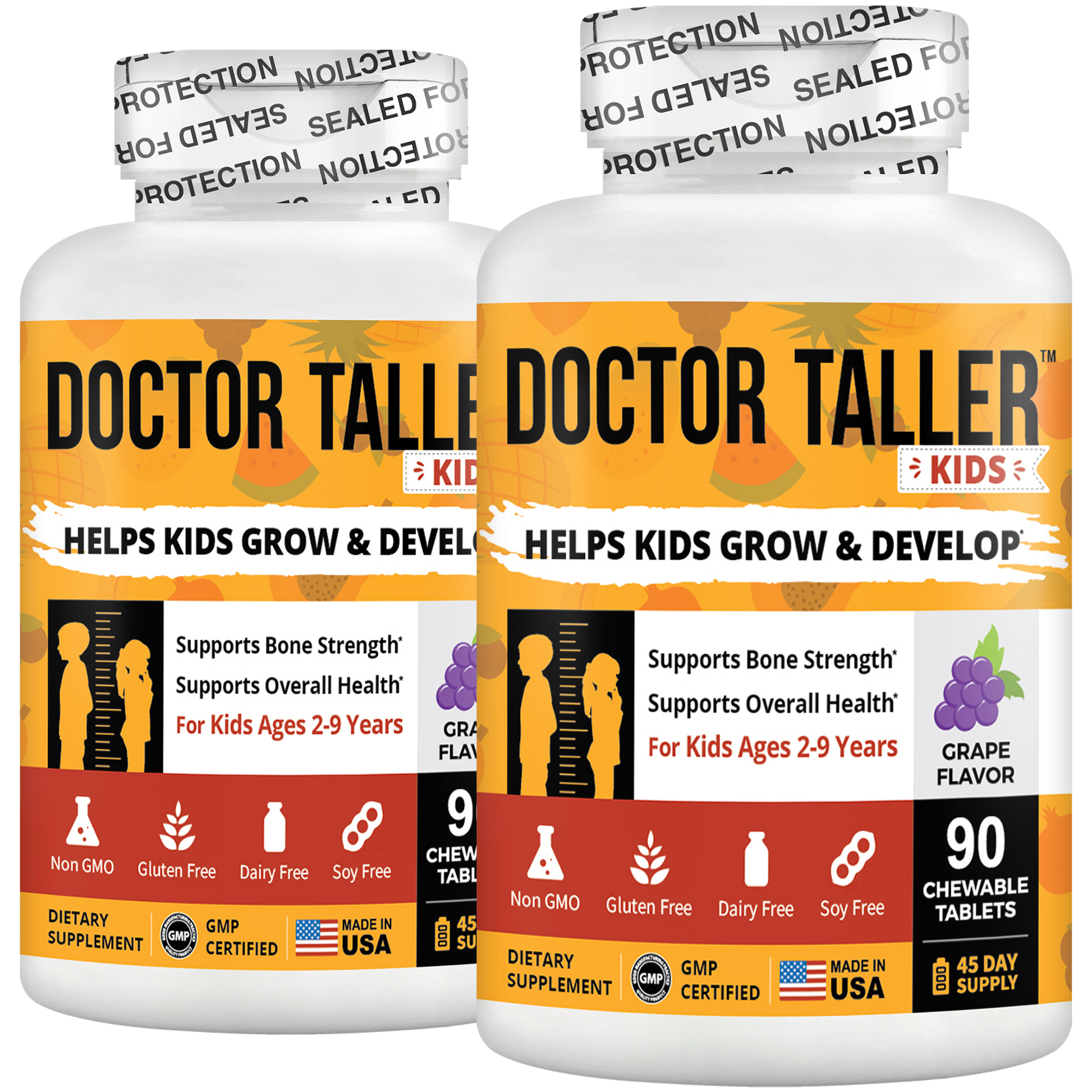 Doctor Taller Kids, Multivitamins for Ages 2-9, Grape Flavor, 90 Vegan Chewable Tablets