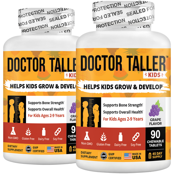 Doctor Taller Kids, Multivitamine pentru 2-9 ani, aromă de struguri, 90 de tablete vegane masticabile - Pachet de 2