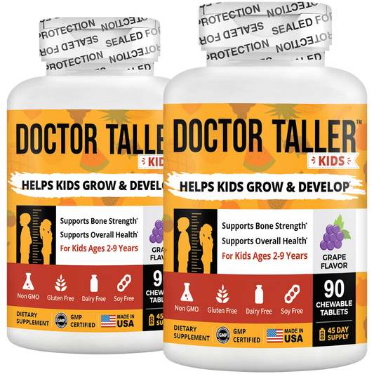Doctor Taller Kids, Multivitamins for Ages 2-9, Grape Flavor, 90 Vegan Chewable Tablets - Pack of 2