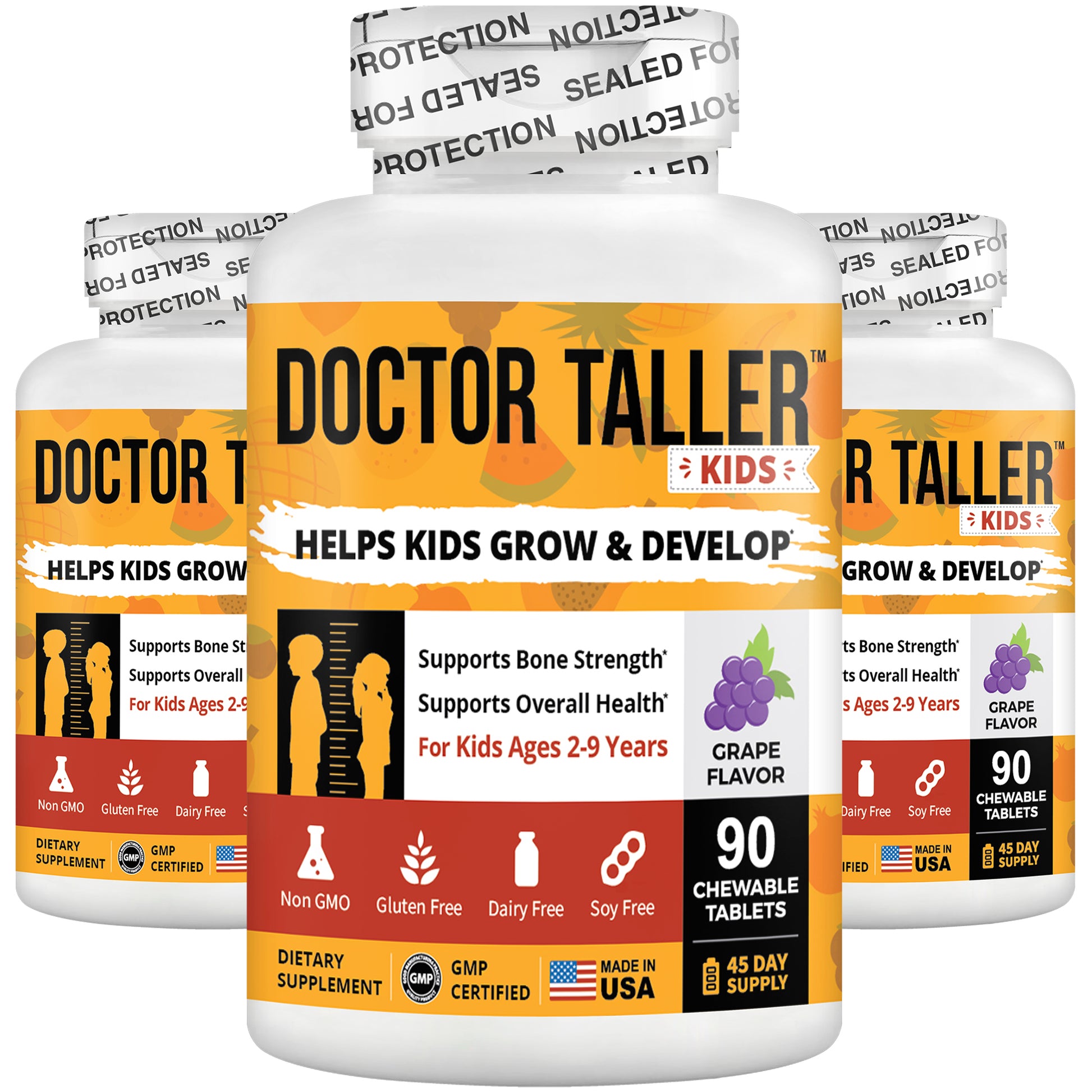 Doctor Taller Kids, Multivitamins for Ages 2-9, Grape Flavor, 90 Vegan Chewable Tablets