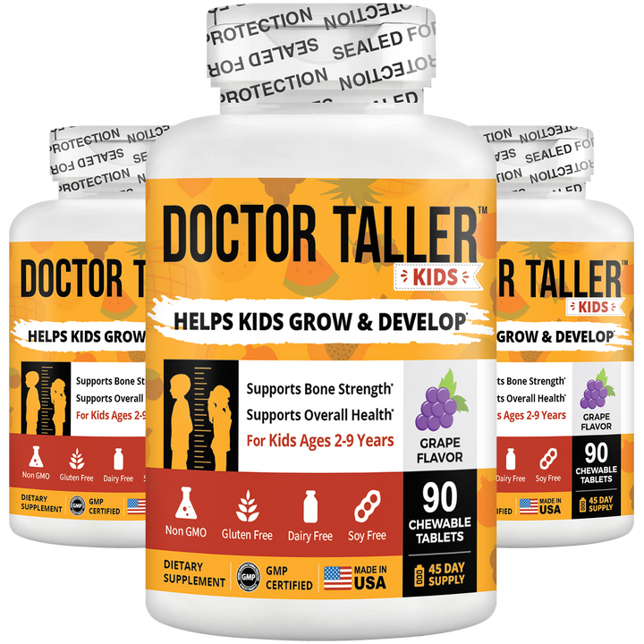 Doctor Taller Kids, Multivitamins for Ages 2-9, Grape Flavor, 90 Vegan Chewable Tablets - Pack of 3 - NuBest Nutrition®