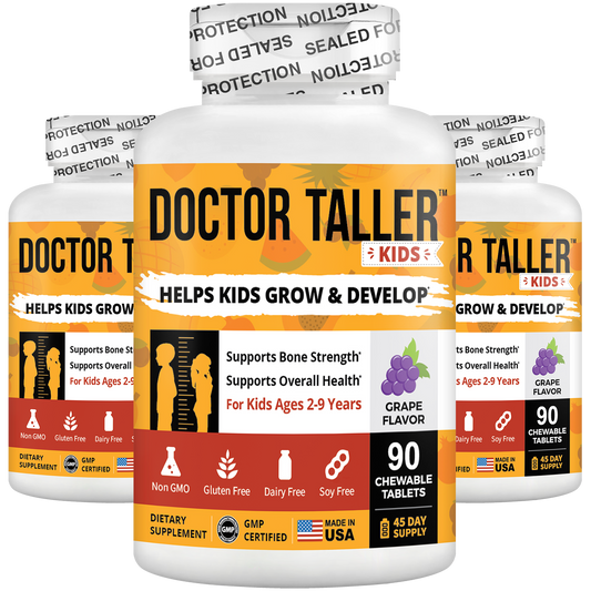 Doctor Taller Kids, Multivitamins for Ages 2-9, Grape Flavor, 90 Vegan Chewable Tablets - Pack of 3