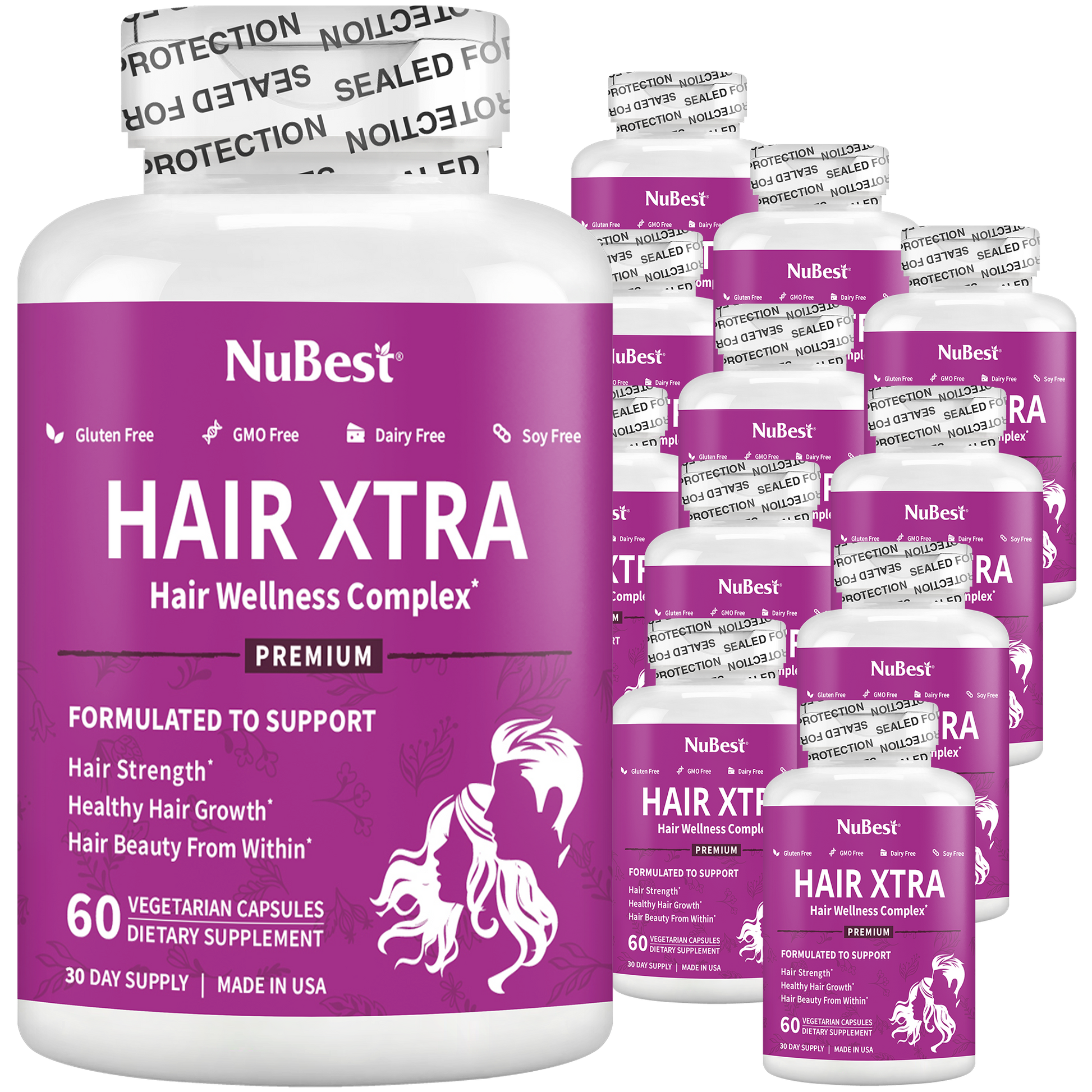 Hair Xtra, Premium Hair Growth Support for Men & Women, 60 Vegan Capsules