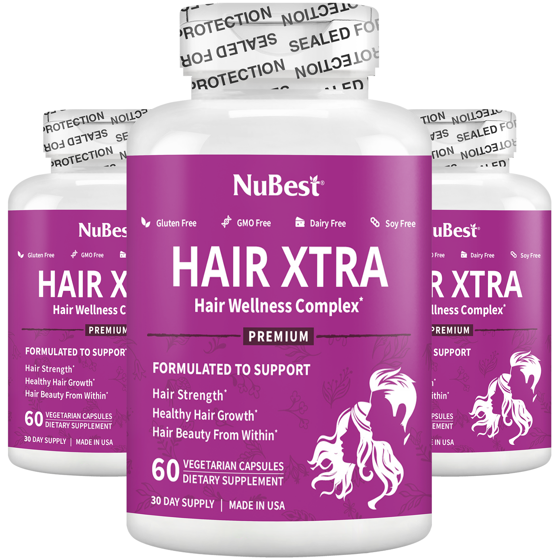 Hair Xtra, Premium Hair Growth Support for Men & Women, 60 Vegan Capsules