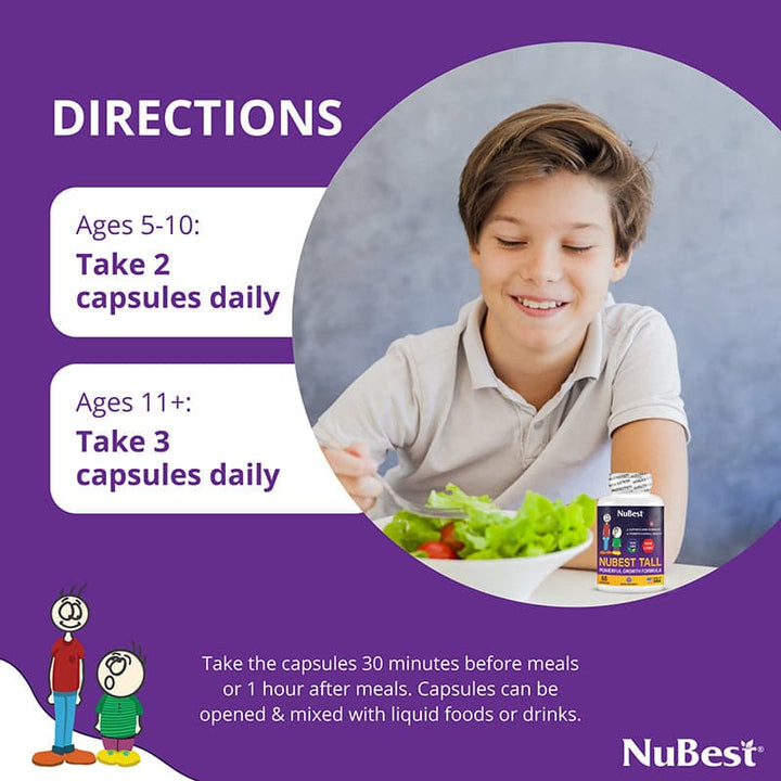 NuBest Tall, For Children (5+) & Teens Who Don't Drink Milk Daily, 60 Capsules - Pack of 2