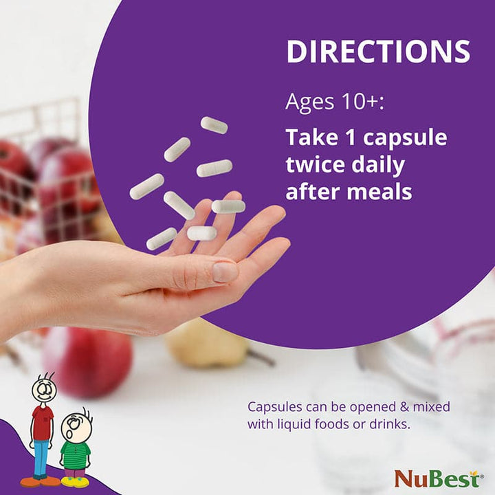 NuBest Tall 10+, Daily Growth Support for Kids (10+) and Teens, Milk Enhanced Formula, 60 Caps - 2 Pack