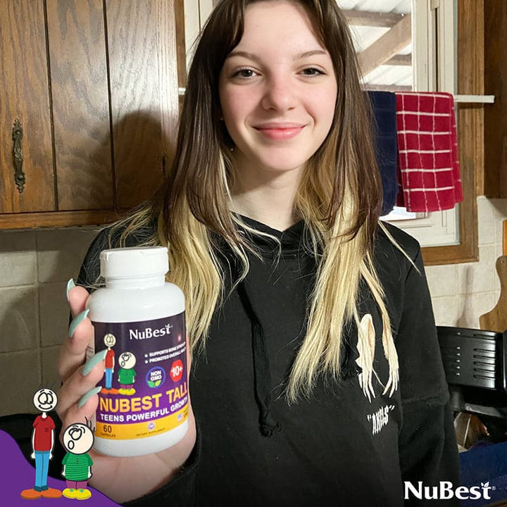 NuBest Tall 10+, Daily Growth Support for Kids (10+) and Teens, Milk Enhanced Formula, 60 Caps - 2 Pack