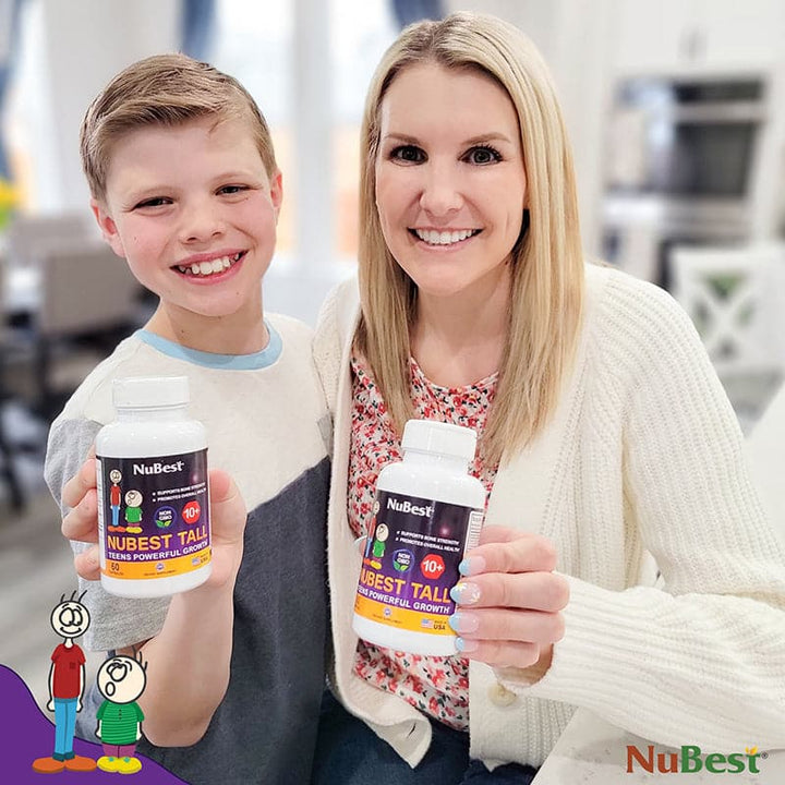 NuBest Tall 10+, Daily Growth Support for Kids (10+) and Teens, Milk Enhanced Formula, 60 Caps - 2 Pack