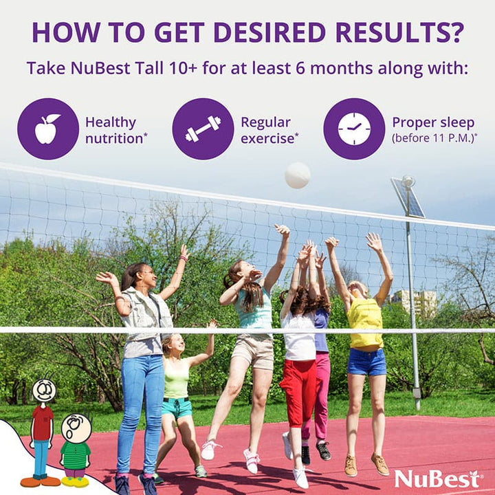 NuBest Tall 10+, Daily Growth Support for Kids (10+) and Teens, Milk Enhanced Formula, 60 Caps - 2 Pack