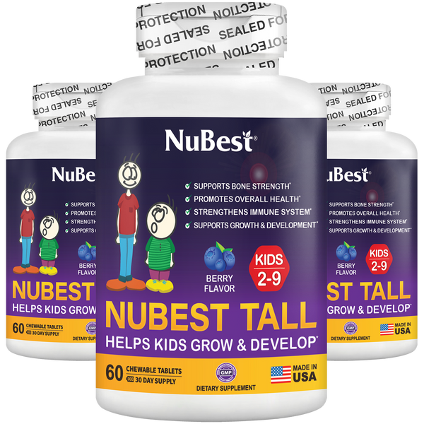 NuBest Tall Kids, Multivitamins For Kids Ages 2-9, Berry Flavor, 60 Chewable Tablets - Pack of 3