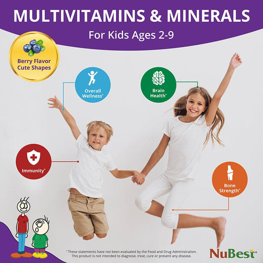 NuBest Tall Kids, Multivitamins For Kids Ages 2-9, Berry Flavor, 60 Chewable Tablets - Pack of 4