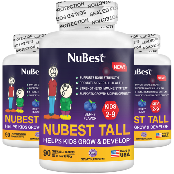 NuBest Tall Kids, Multivitamins For Kids Ages 2-9, Berry Flavor, 90 Chewable Tablets - Pack of 3