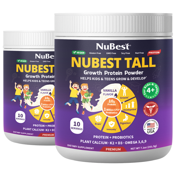 NuBest Tall Protein, Vanilla Shake for Ages 4+, 10 vegan servings - Pack of 2