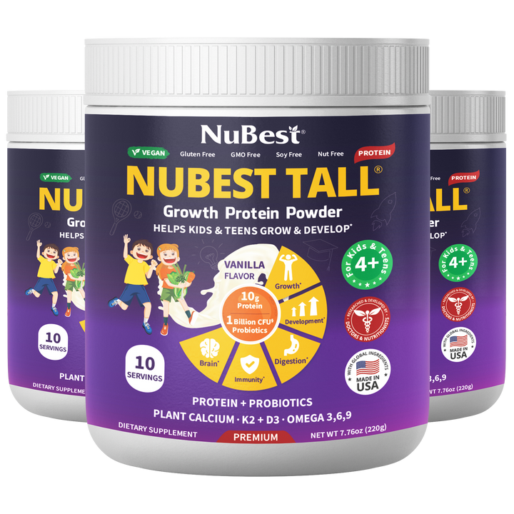 NuBest Tall Protein, Vanilla Shake for Ages 4+, 10 vegan servings - Pack of 3 - NuBest Nutrition®