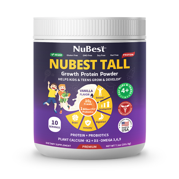 NuBest Tall Protein, vanilie shake pentru 4 ani și peste, 10 porții vegane