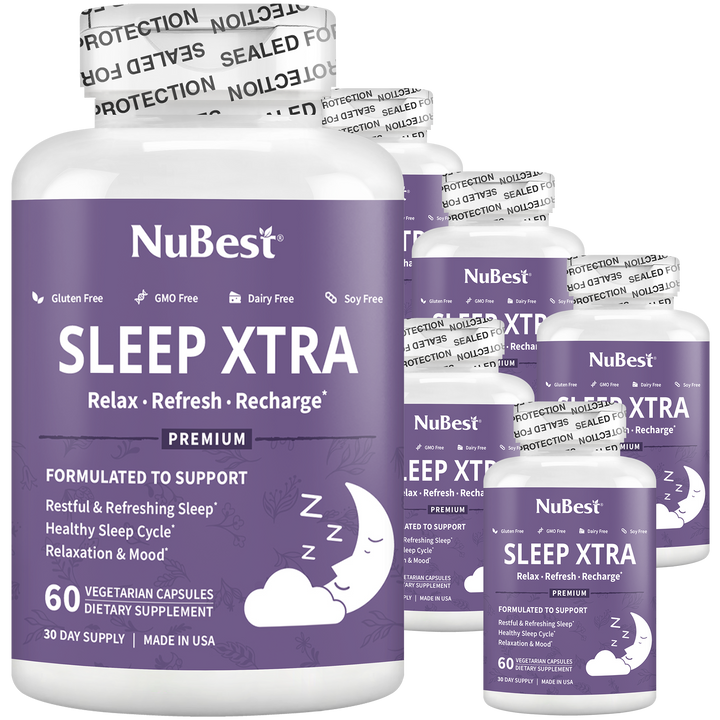 Sleep Xtra, Natural Non-Habit Forming Sleep Aid for Teens & Adults, 60 Vegan Capsules - NuBest Nutrition®