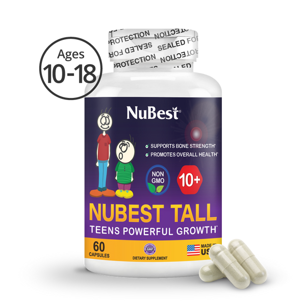 NuBest Tall 10+, Powerful Growth for Kids & Teens (10+), Milk Drinkers, 60 Capsules