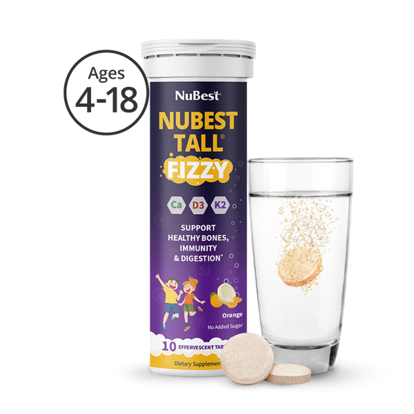 NuBest Tall Fizzy, Effervescent Tablets for Ages 4+, Orange Flavor, 10 Servings