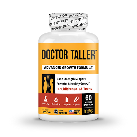 Doctor Taller - Innovative Bone Growth Boost, For Children (8+) and Teenagers, Packed With Vitamins, Minerals, Proprietary Herbal Blend & Essential Amino Acids, 60 Vegan Capsules