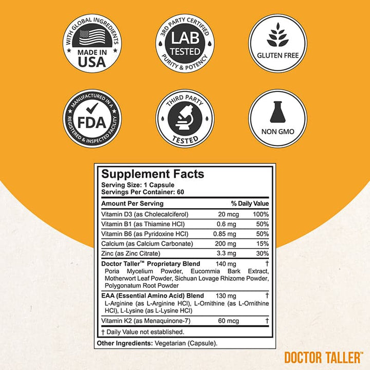Doctor Taller, For Children (8+) & Teens, 60 Vegan Capsules - NuBest Nutrition®