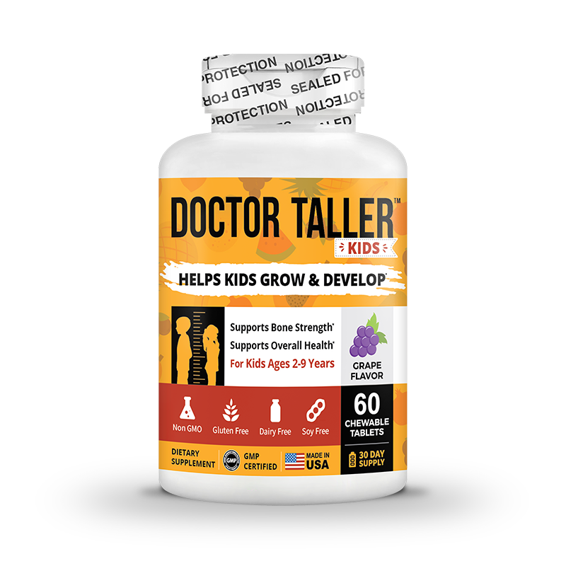 Doctor Taller Kids, Kids' Growth Formula with Multivitamins and Multiminerals, For Kids Ages 2 to 9, Grape Flavor, 60 Vegan Chewable Tablets