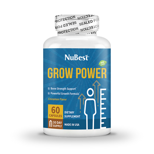 Grow Power - Natural Growth Formula for Children and Teens - 60 Capsules with Calcium, Vitamins, Minerals & Essential Nutrients