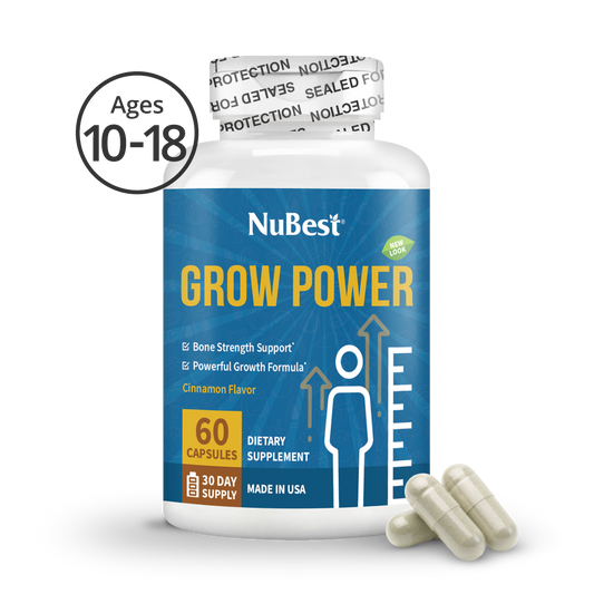 Grow Power - Natural Growth Formula for Children and Teens - 60 Capsules with Calcium, Vitamins, Minerals & Essential Nutrients