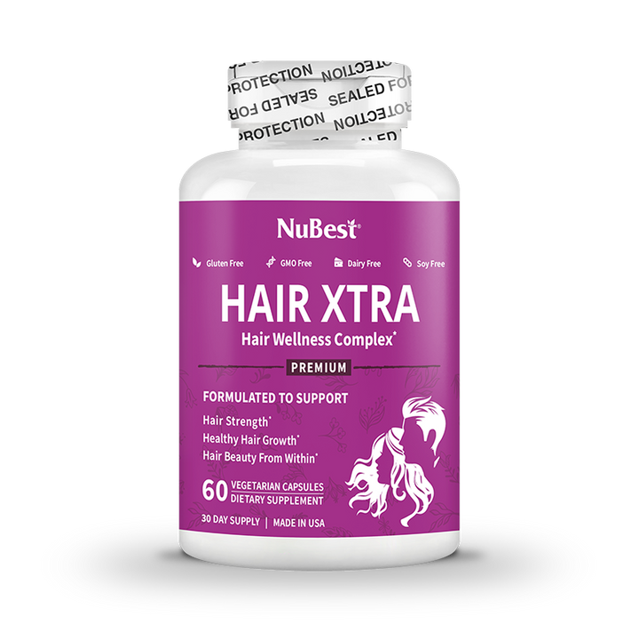 Hair Xtra - Premium Hair Growth Vitamins, Supports Stronger, Fuller, Thicker Hair - For Men & Women - 60 Vegan Capsules
