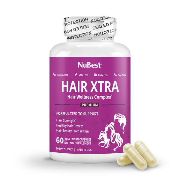 Hair Xtra - Premium Hair Growth Vitamins, Supports Stronger, Fuller, Thicker Hair - For Men & Women - 60 Vegan Capsules