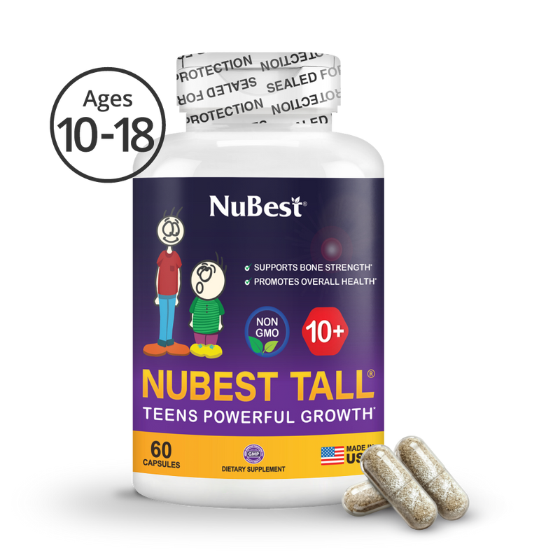 NuBest Tall 10+ Growth Support for Ages 10+ and Teens, 60 capsules