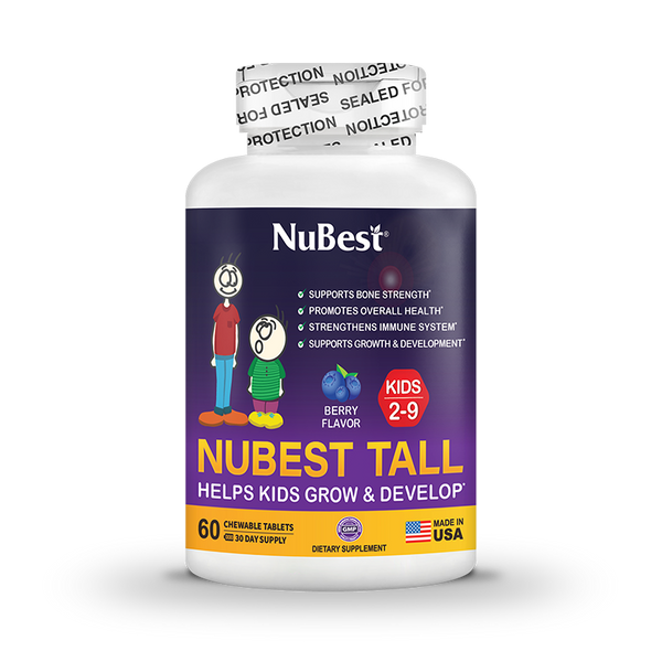 NuBest Tall Kids, Grow Strong and Healthy with Multivitamins and Multiminerals, For Kids Ages 2 to 9, Berry Flavor, 60 Chewable Tablets - Fun Animal Shapes