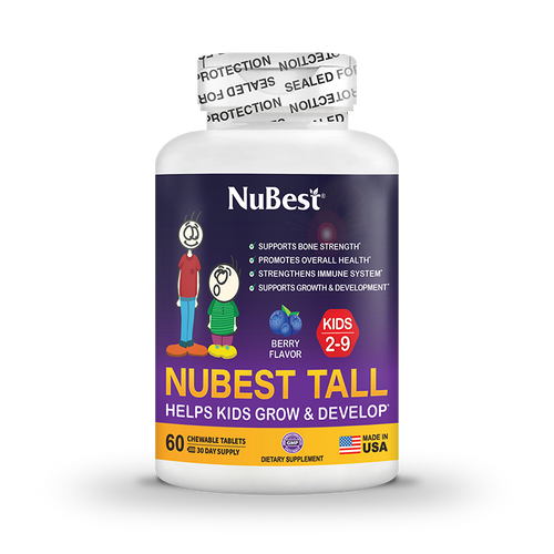 NuBest Tall Kids, Grow Strong and Healthy with Multivitamins and Multiminerals, For Kids Ages 2 to 9, Berry Flavor, 60 Chewable Tablets - Fun Animal Shapes