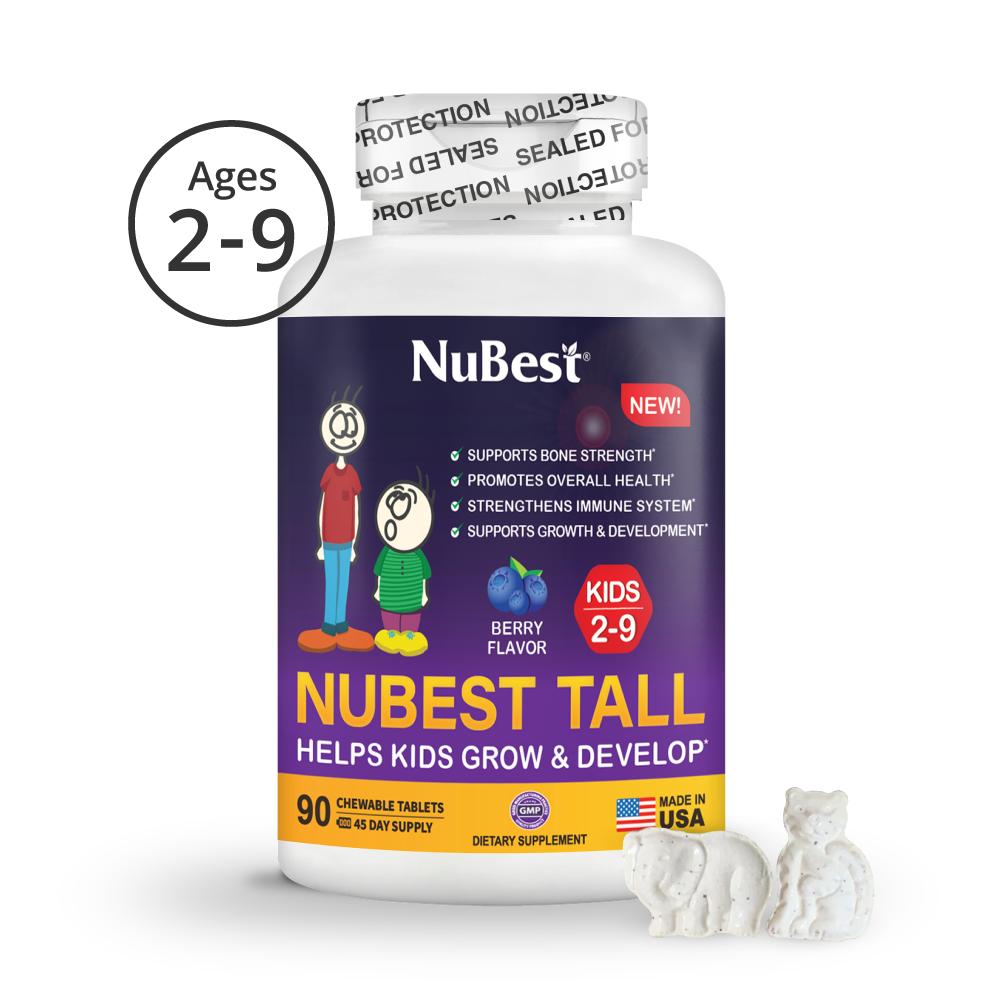 NuBest Tall Kids, Grow Strong and Healthy with Multivitamins and Multiminerals, For Kids Ages 2 to 9, Berry Flavor, 90 Chewable Tablets