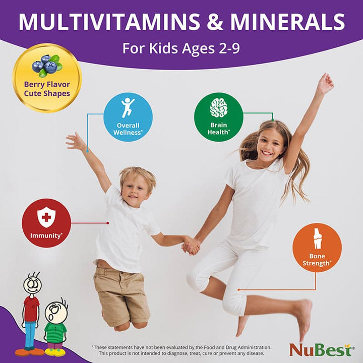 NuBest Tall Kids, Multivitamins, Berry Flavor, Ages 2-9, 90 Chewables - NuBest Nutrition®