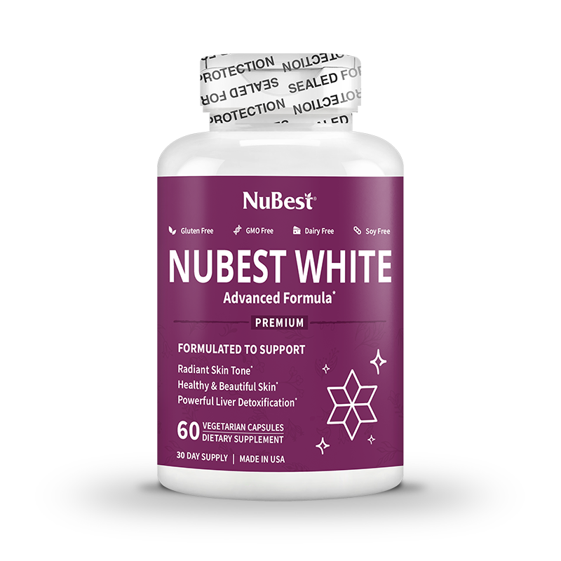 NuBest White - Supports Radiant and Healthy Skin with Glutathione, Milk Thistle Extract, L-Cysteine, Precious Herbs and Vitamins - Natural Formula, 60 Vegan Capsules
