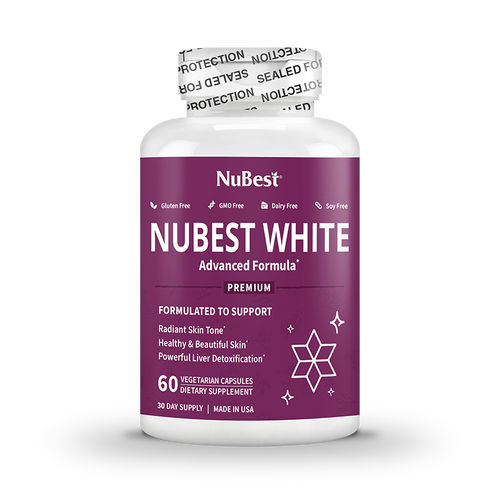NuBest White - Supports Radiant and Healthy Skin with Glutathione, Milk Thistle Extract, L-Cysteine, Precious Herbs and Vitamins - Natural Formula, 60 Vegan Capsules