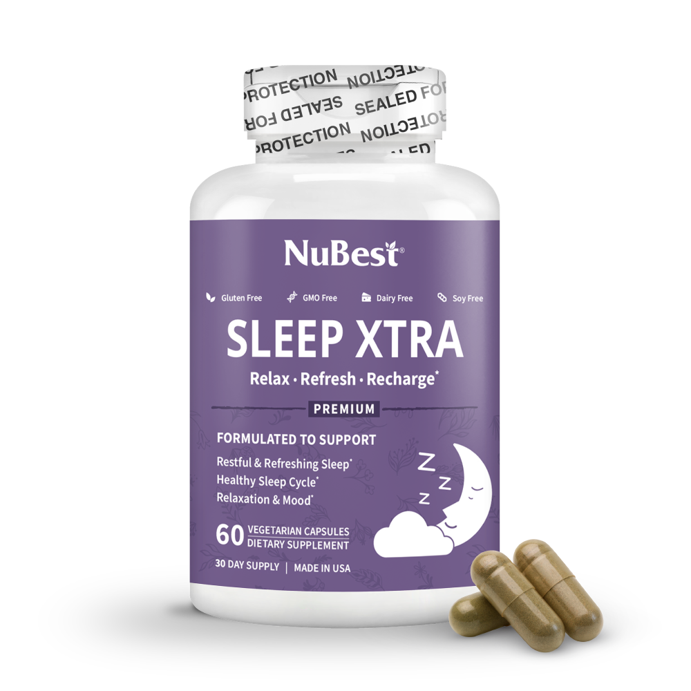 Sleep Xtra - Herbal Sleep Supplement For Adults & Teens, With Melatonin, Vitamin B6, Magnesium, Ashwagandha & More - Non-Habit-Forming - 60 Vegan Capsules